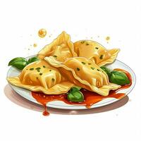 Ravioli 2d vector illustration cartoon in white background photo