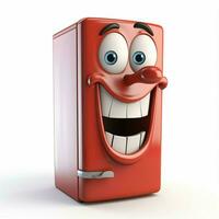 Refrigerator 2d cartoon illustraton on white background hi photo