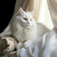 Regal Turkish Angora cat with a luxurious white coat photo