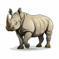 Rhinoceros 2d cartoon vector illustration on white backgro photo
