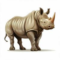 Rhinoceros 2d cartoon vector illustration on white backgro photo