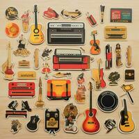 Retro-inspired music-themed sticker collection photo