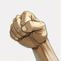 Right-Facing Fist 2d cartoon illustraton on white backgrou photo