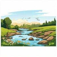 River 2d cartoon vector illustration on white background h photo