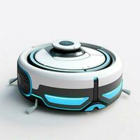 Robotic vacuum cleaner 2d cartoon illustraton on white bac photo