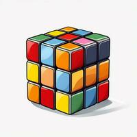 Rubiks Cube 2d cartoon illustraton on white background hig photo