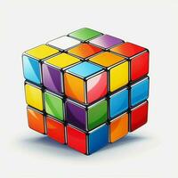 Rubiks Cube 2d cartoon illustraton on white background hig photo