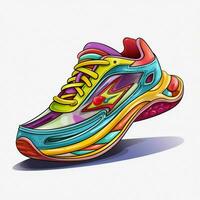 Running Shoe 2d cartoon illustraton on white background hi photo