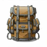 Rucksack 2d cartoon vector illustration on white backgroun photo