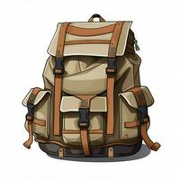 Rucksack 2d cartoon vector illustration on white backgroun photo