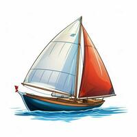 Sailboat 2d cartoon vector illustration on white backgroun photo
