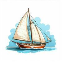 Sailboat 2d cartoon vector illustration on white backgroun photo