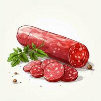 Salami 2d vector illustration cartoon in white background photo