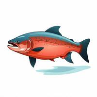 salmón 2d dibujos animados vector ilustración en blanco antecedentes foto