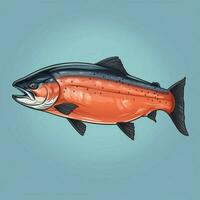 salmón 2d dibujos animados vector ilustración en blanco antecedentes foto