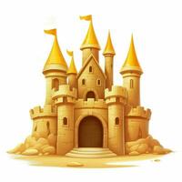 castillo de arena 2d dibujos animados vector ilustración en blanco centrico foto