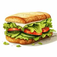 Sandwich 2d cartoon vector illustration on white backgroun photo
