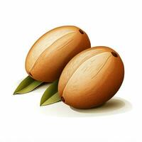 Sapodilla 2d cartoon illustraton on white background high photo