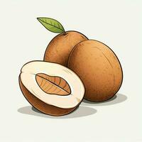 Sapodilla 2d cartoon illustraton on white background high photo