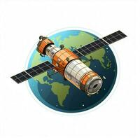 Satellite 2d cartoon vector illustration on white backgrou photo