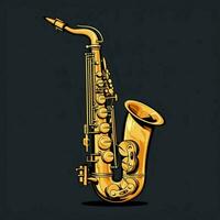 Saxophone 2d cartoon vector illustration on white backgrou photo