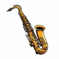 Saxophone 2d cartoon vector illustration on white backgrou photo