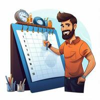 calendario 2d dibujos animados vector ilustración en blanco fondo foto