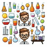 Science Emojis 2d cartoon vector illustration on white bac photo