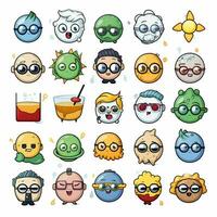 Ciencias emojis 2d dibujos animados vector ilustración en blanco bac foto