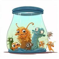 Sea Monkeys 2d cartoon illustraton on white background hig photo