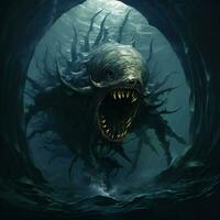 Shelled creature inhabiting the depths of the ocean photo