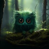 Shy forest creature with large soulful eyes photo