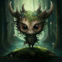 Shy forest creature with large soulful eyes photo