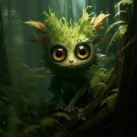 tímido bosque criatura con grande conmovedor ojos foto