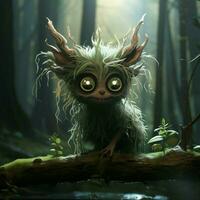 Shy forest creature with large soulful eyes photo