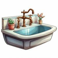 Sink 2d cartoon illustraton on white background high quali photo