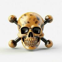 cráneo y tibias cruzadas emoji en blanco antecedentes alto calidad foto