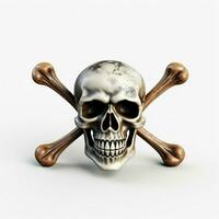Skull and Crossbones emoji on white background high qualit photo