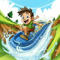 Slip n Slide 2d cartoon illustraton on white background hi photo