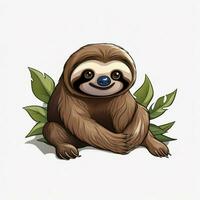 Sloth 2d cartoon vector illustration on white background h photo