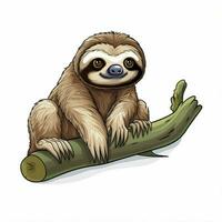 Sloth 2d cartoon vector illustration on white background h photo