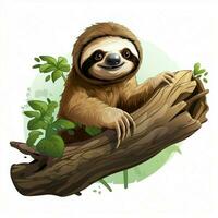 Sloth 2d cartoon vector illustration on white background h photo