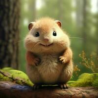 Small rodent with chubby cheeks and a bushy tail photo