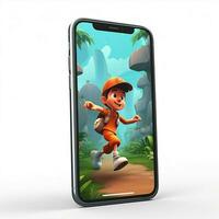 Smartphone 2d cartoon illustraton on white background high photo