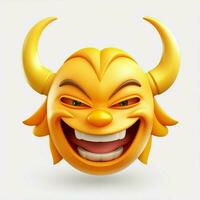 Smiling Face with Horns emoji on white background high qua photo