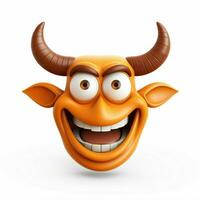 Smiling Face with Horns emoji on white background high qua photo