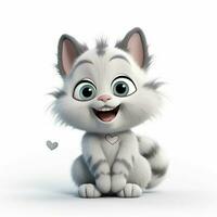 Smiling Cat with Heart-Eyes 2d cartoon illustraton on whit photo