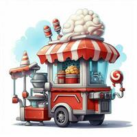 Snow cone machine 2d cartoon illustraton on white backgrou photo