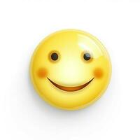 sonriente cara con aureola emoji en blanco antecedentes alto calidad foto