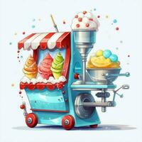 Snow cone machine 2d cartoon illustraton on white backgrou photo